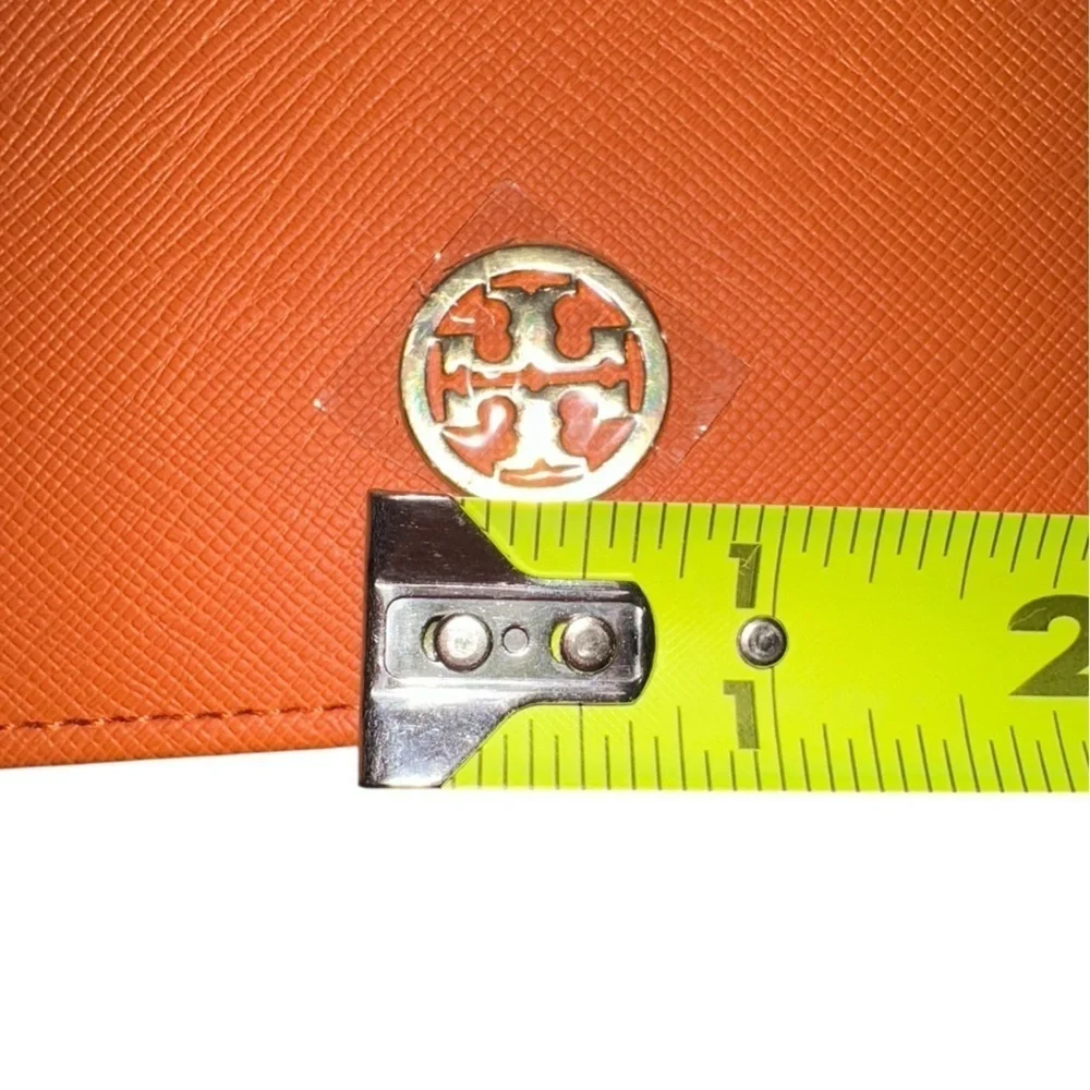 TORY BURCH AUTHENTIC EYEGLASSES GLASSES CASE in Orange Leather w/ cloth bag